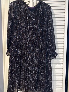 & Other Stories Black Dress with Copper Star Print, Long Sleeves